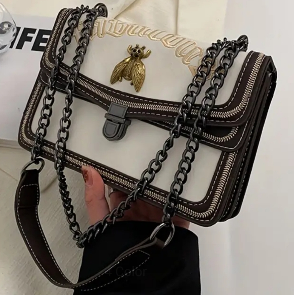 🆕️Fabulous Bee Niche Design Cream & Brown Messenger Bag $95 - Picture 2 of 9